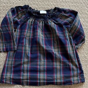 Plaid Kids Shirt with Navy and Red Accents